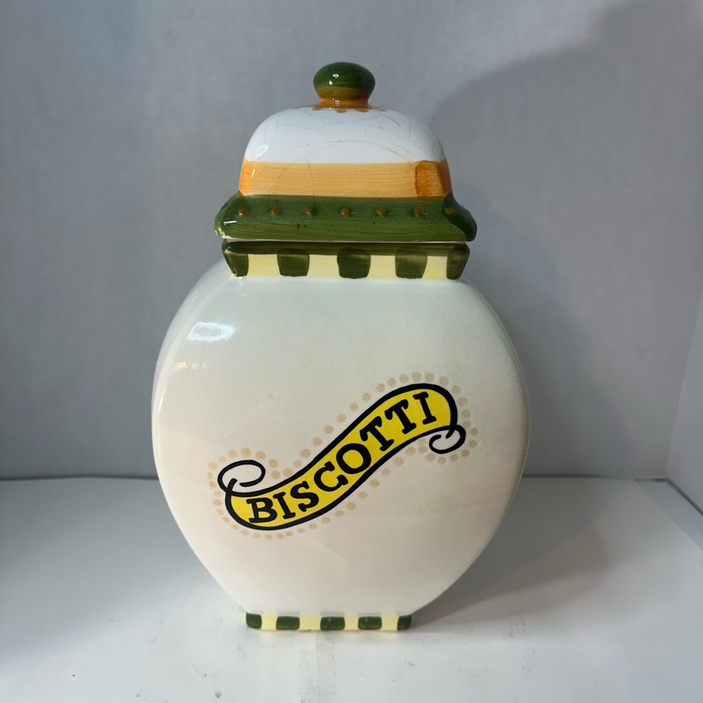 El Paso Biscotti Works Ceramic Cookie Jar Tuscan Villa Hand Painted Canister